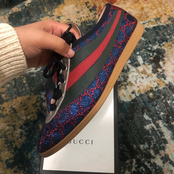 Gucci Metallic Lurex Web bowling sneaker - Picture 2 of 8